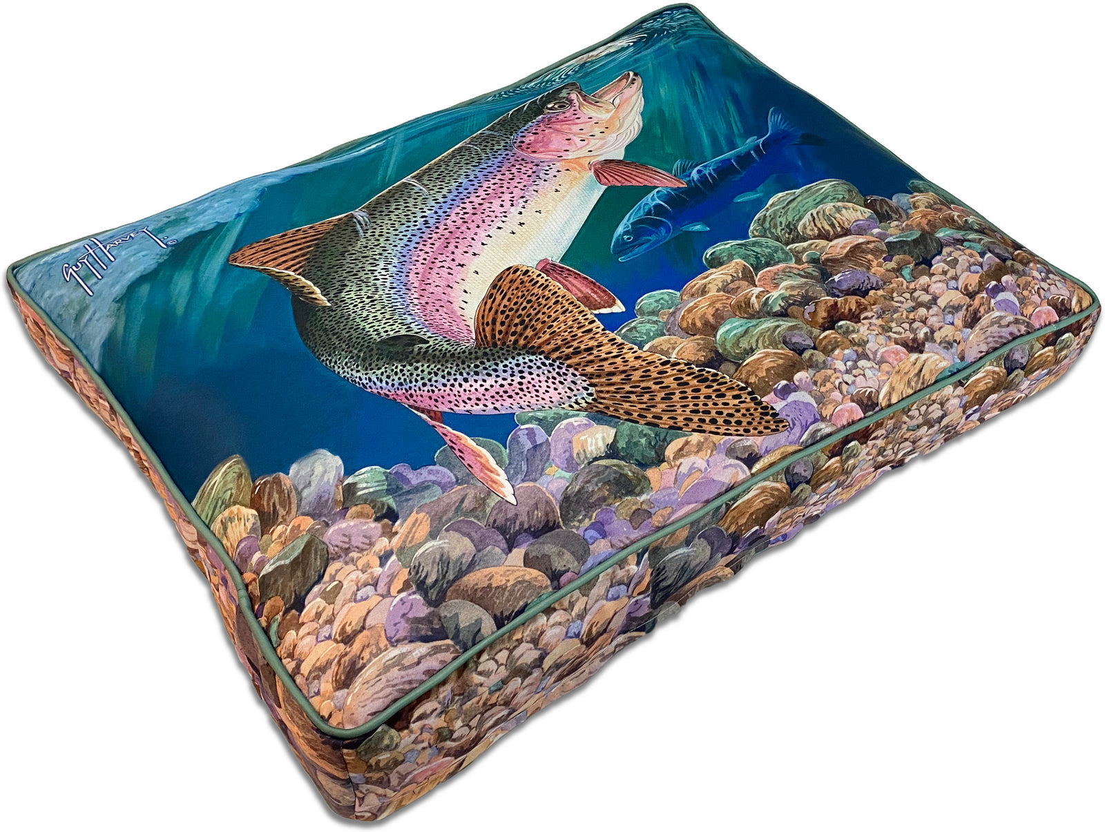 Guy Harvey Rainbow Country trout dog bed 